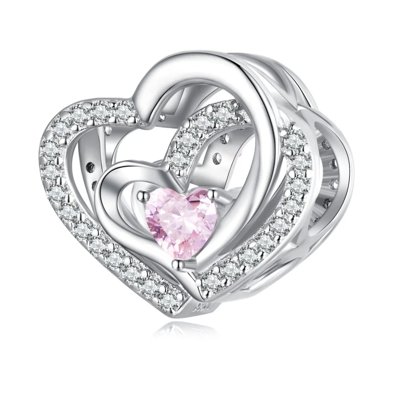 (image for) Pandora Style Double Heart Charm - BSC695 - Product Image