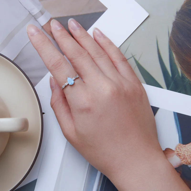 (image for) Pandora Style Droplet Ring - BSR331 - View 4