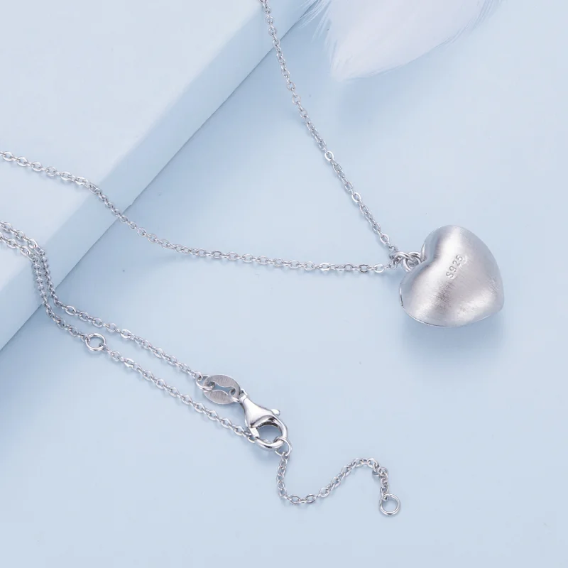 (image for) Pandora Style Engraved Heart Charm Necklace - BSN312 - View 4