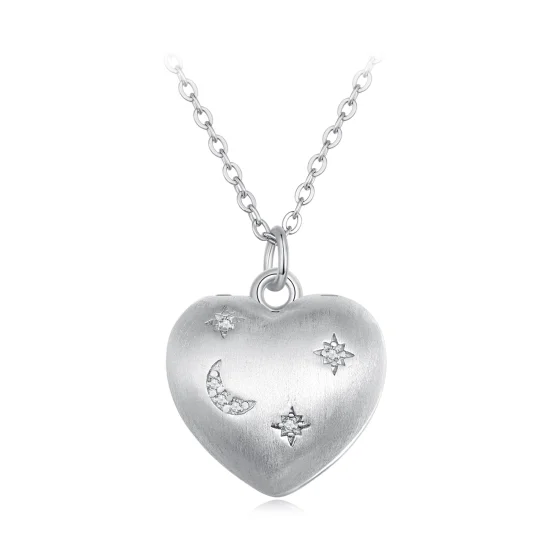 (image for) Pandora Style Engraved Heart Charm Necklace - BSN312