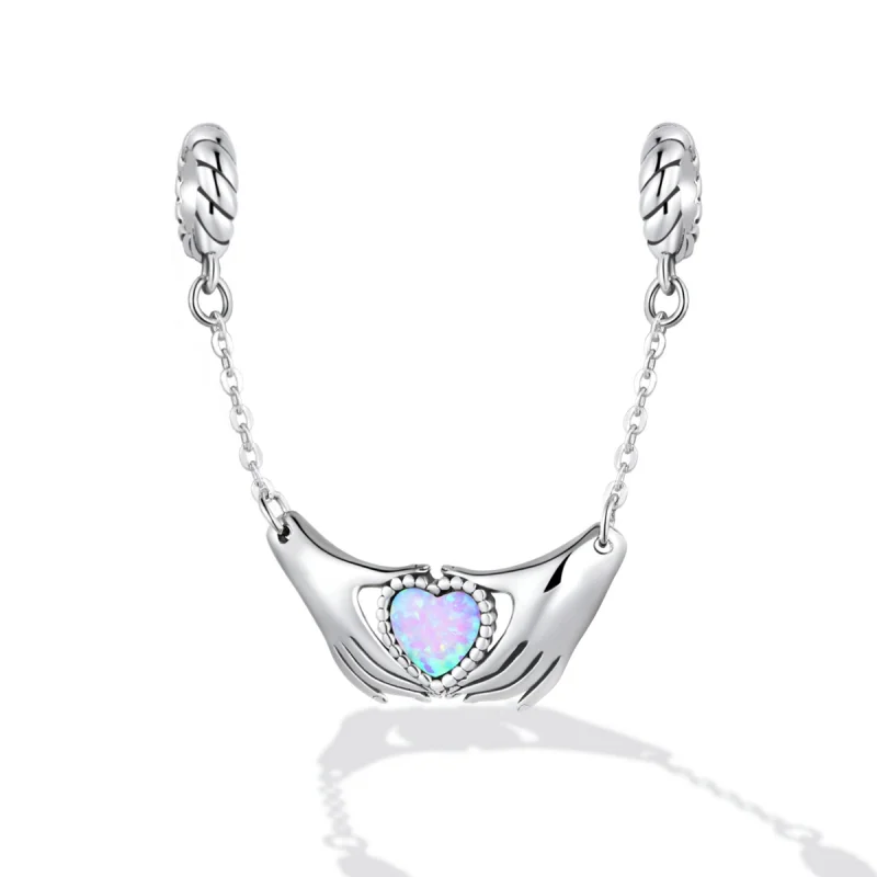 (image for) Pandora Style Family Heart Safety Chain - BSC597 - View 2
