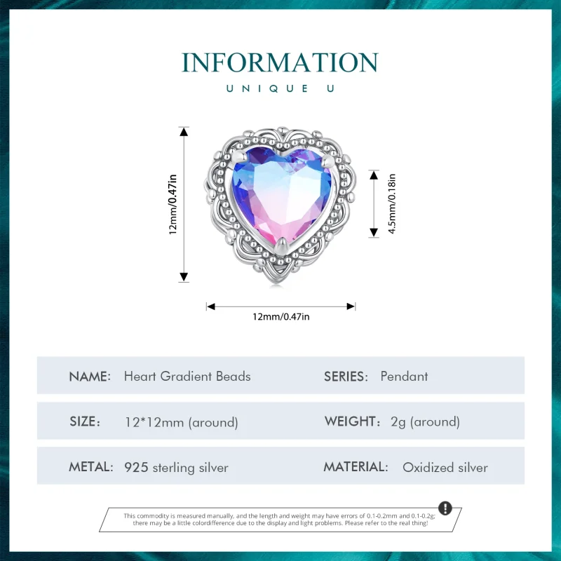 (image for) Pandora Style Forever my love Gradient Color Heart Charm - BSC830 - View 4