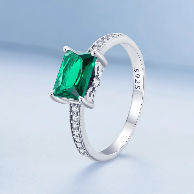 (image for) Pandora Style Green Stone Ring - BSR461 - View 2