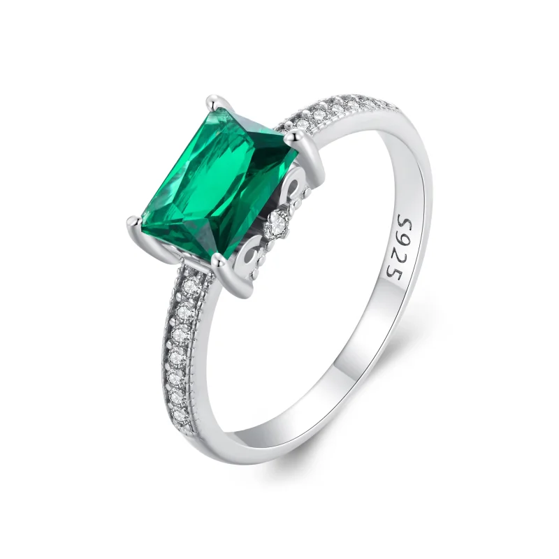 (image for) Pandora Style Green Stone Ring - BSR461 - Product Image