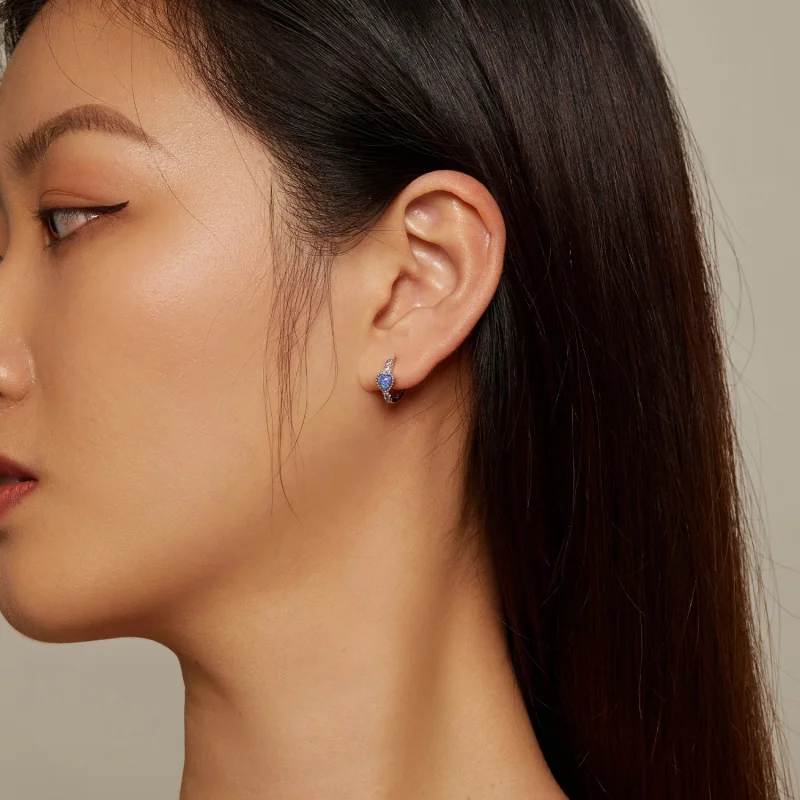 (image for) Pandora Style Heart Hoops - BSE865 - View 5