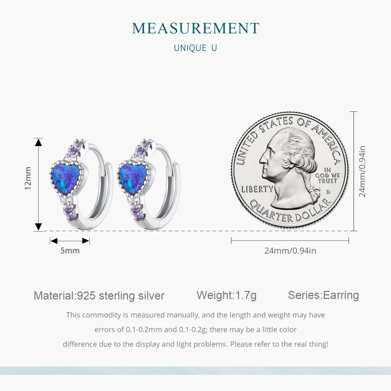 (image for) Pandora Style Heart Hoops - BSE865 - View 8