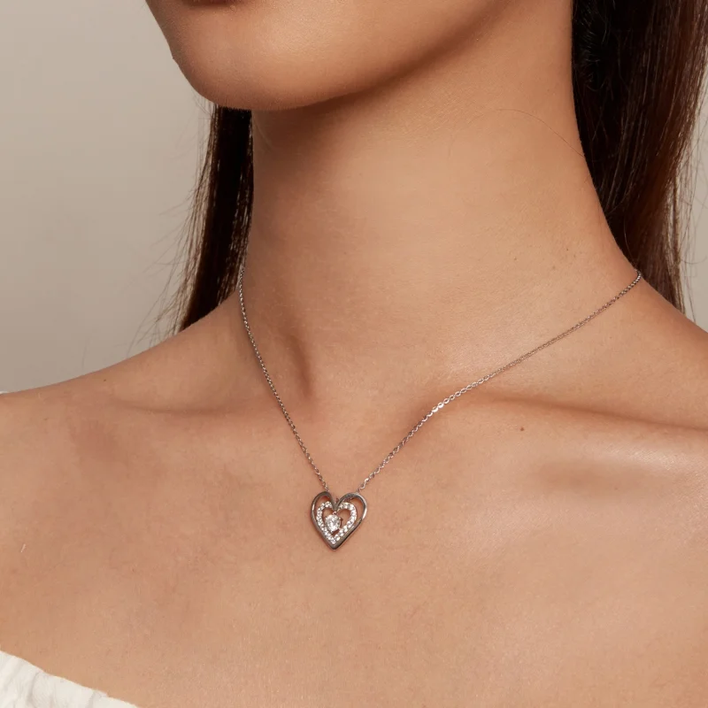 (image for) Pandora Style Heart Necklace - BSN342 - View 6