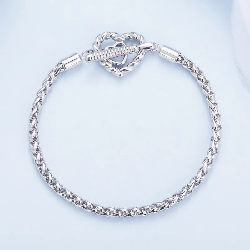 (image for) Pandora Style Heart T Bar Bracelet - BSB132 - View 3