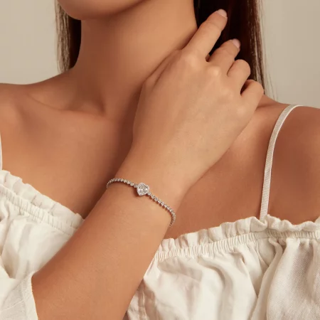 Pandora Style Heart Tennis Bracelet - BSB098