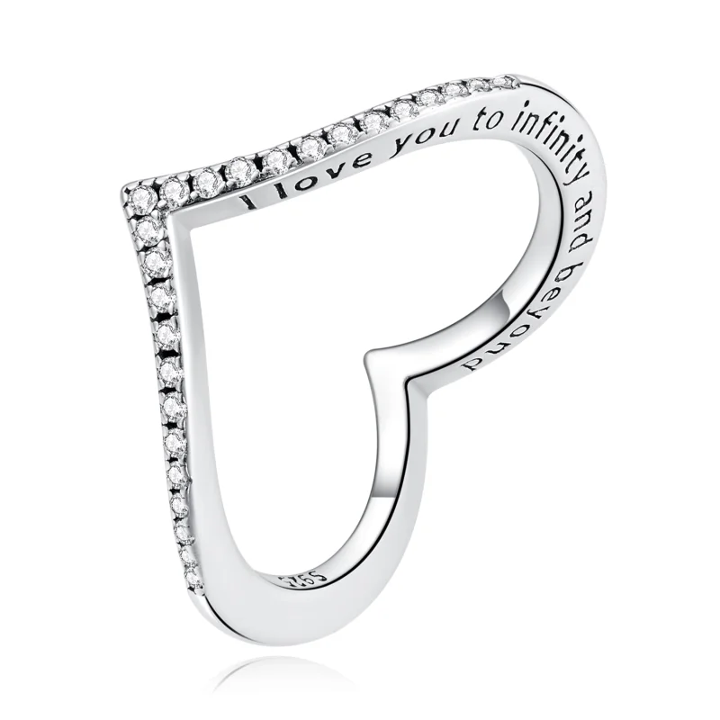 (image for) Pandora Style Heart Wishbone Ring - SCR856 - Product Image