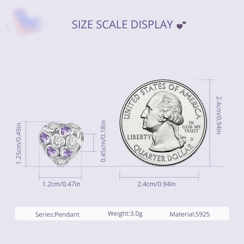 (image for) Pandora Style Hearts All Over Charm - SCC2451 - View 6