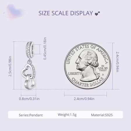Pandora Style Interlocked Hearts Charm - SCC2455