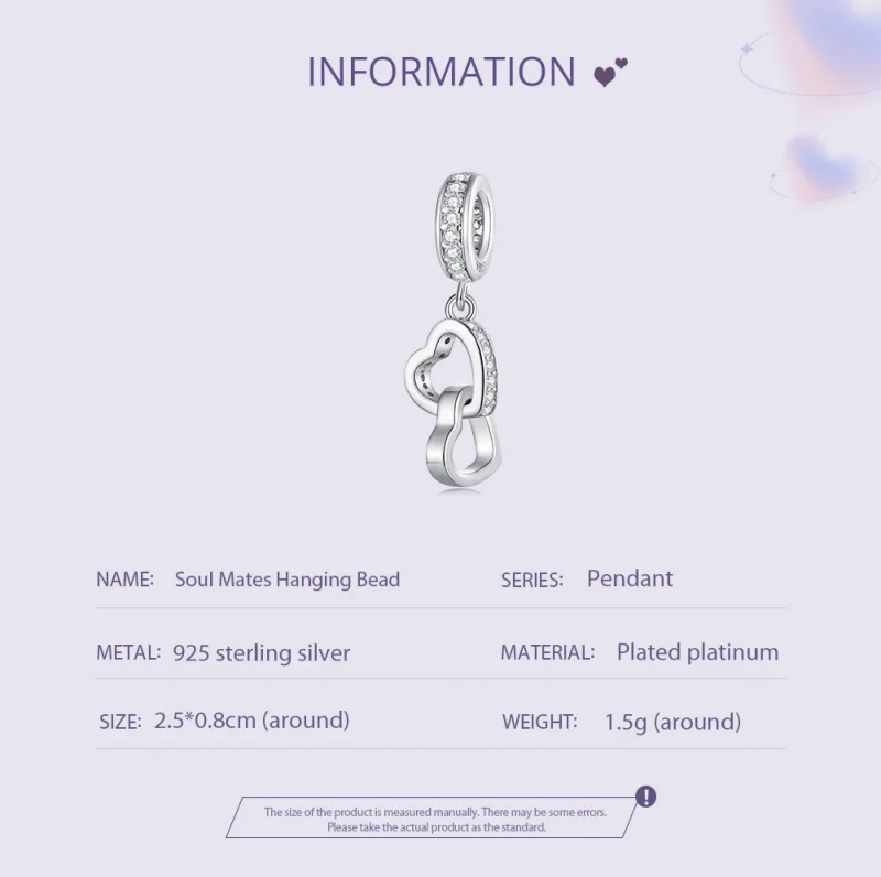 (image for) Pandora Style Interlocked Hearts Dangle - SCC2455 - View 5