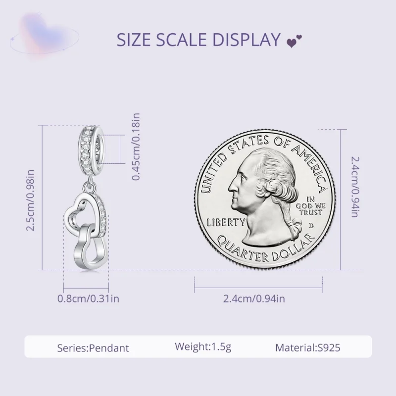 (image for) Pandora Style Interlocked Hearts Dangle - SCC2455 - View 6