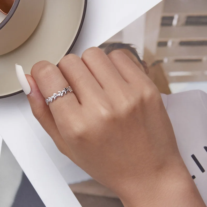 (image for) Pandora Style Leaf Ring - BSR306 - View 6