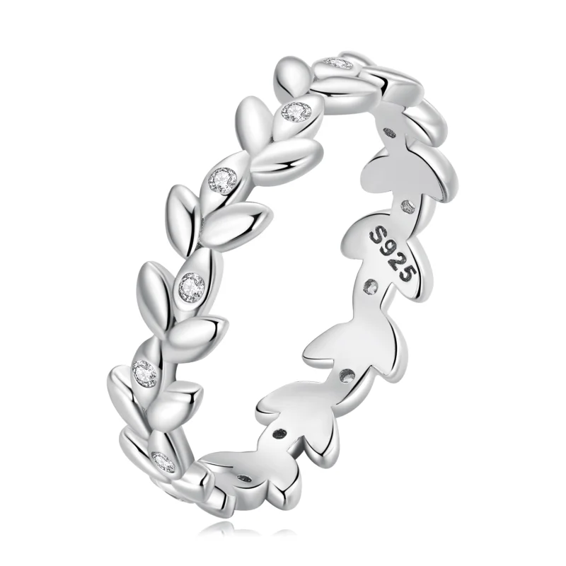 (image for) Pandora Style Leaf Ring - BSR306 - Product Image