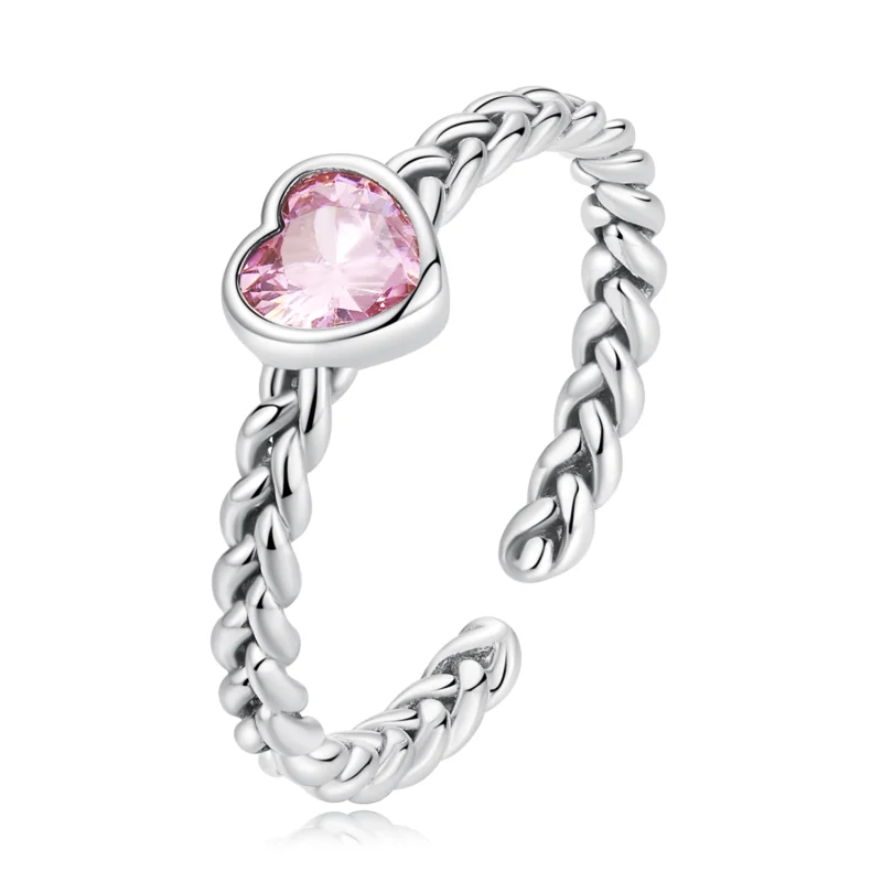 (image for) Pandora Style Pink Heart Open Ring - SCR865 - Product Image