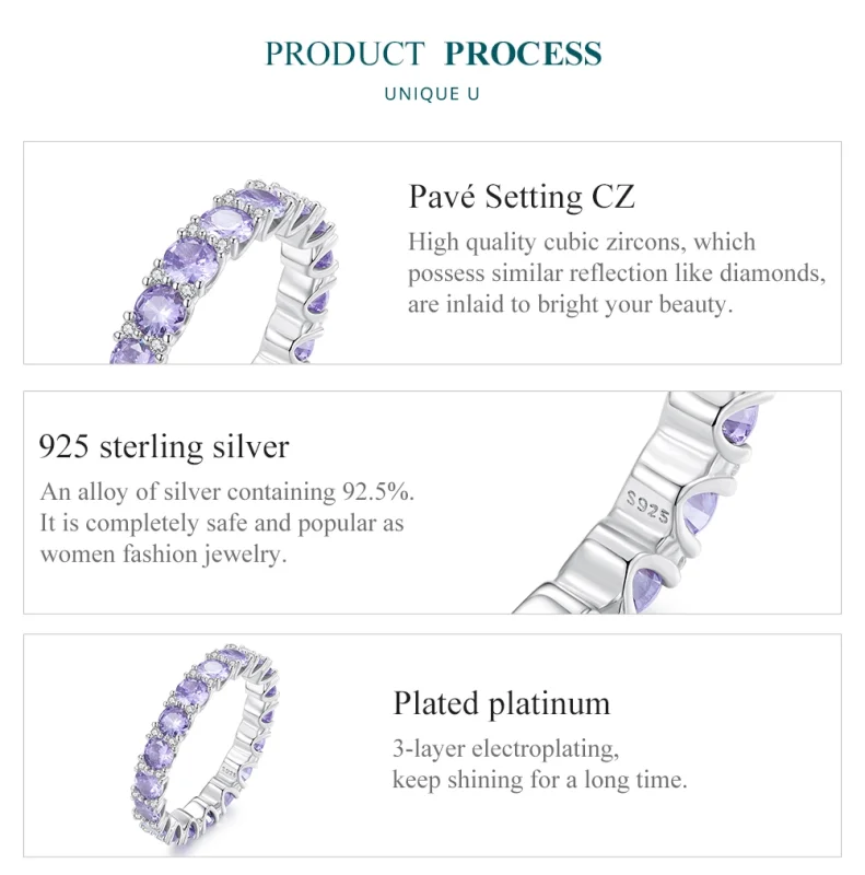 (image for) Pandora Style Purple Ring - BSR340 - View 5