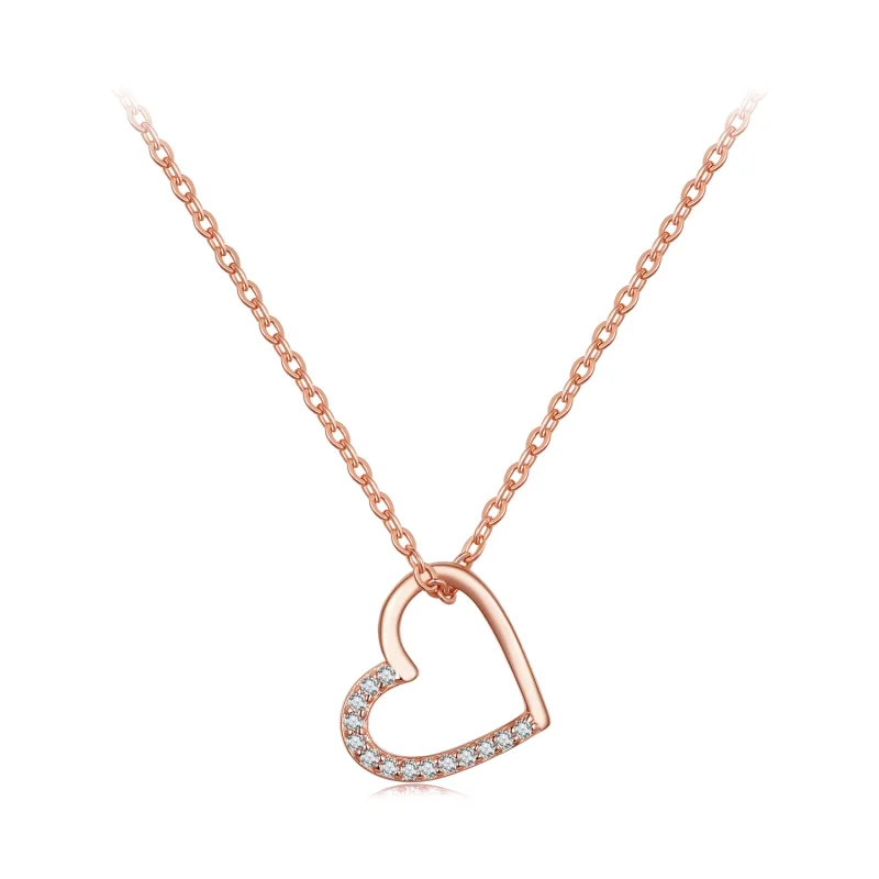 (image for) Pandora Style Rose Gold Heart Necklace - SCN347-C - Product Image