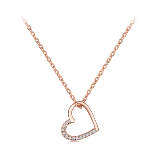Pandora Style Rose Gold Heart Necklace - SCN347-C
