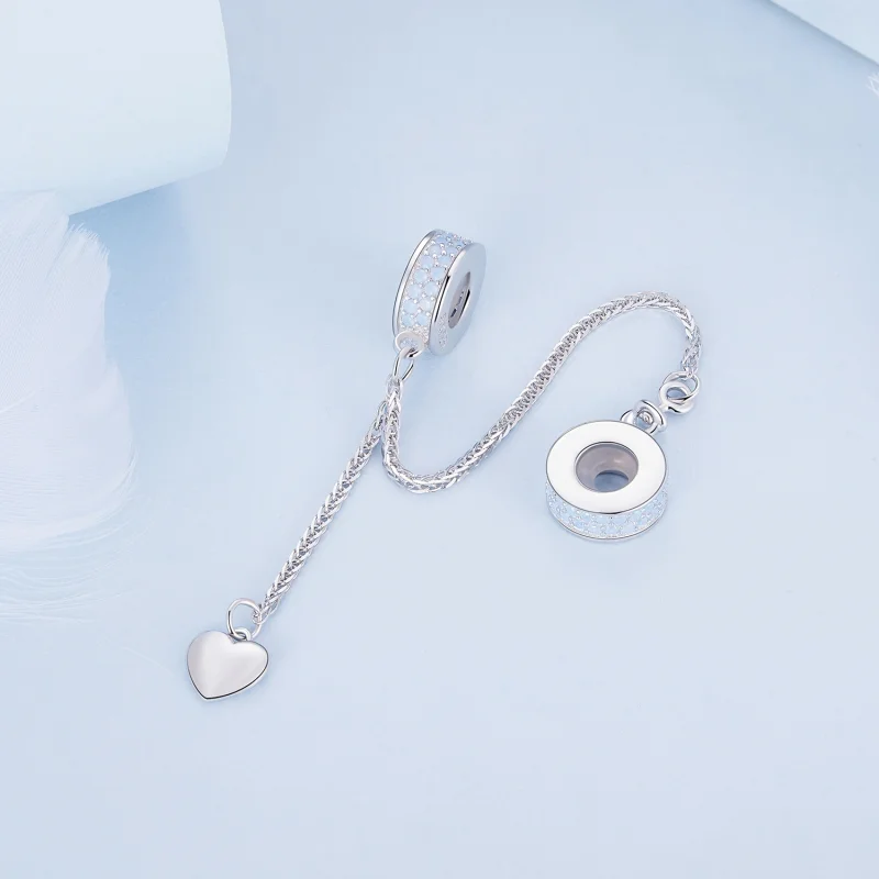 (image for) Pandora Style Silver Heart Safety Chain - BSC795 - View 3