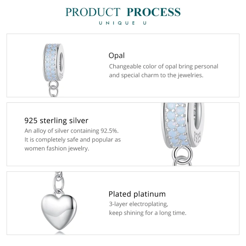 (image for) Pandora Style Silver Heart Safety Chain - BSC795 - View 6