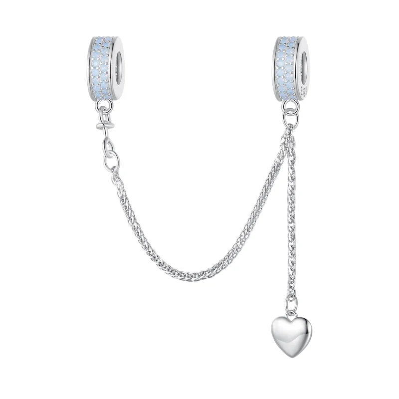 (image for) Pandora Style Silver Heart Safety Chain - BSC795 - Product Image