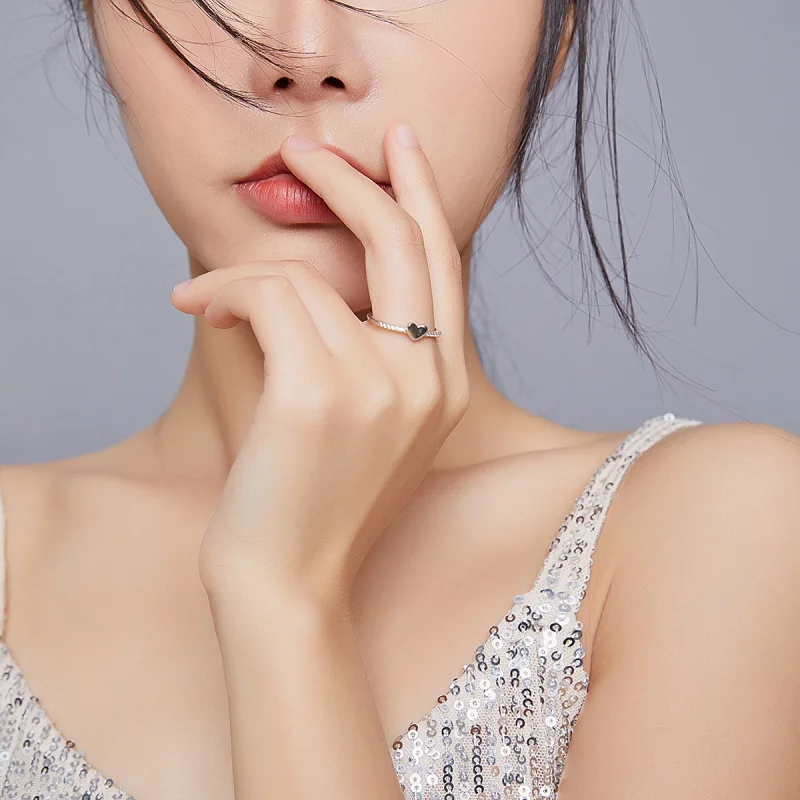 (image for) Pandora Style Sparkle And Hearts Ring - BSR121 - View 10