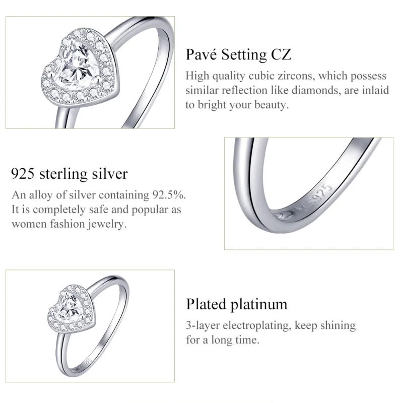 (image for) Pandora Style Sparkling Elevated Heart Ring - SCR725 - View 4