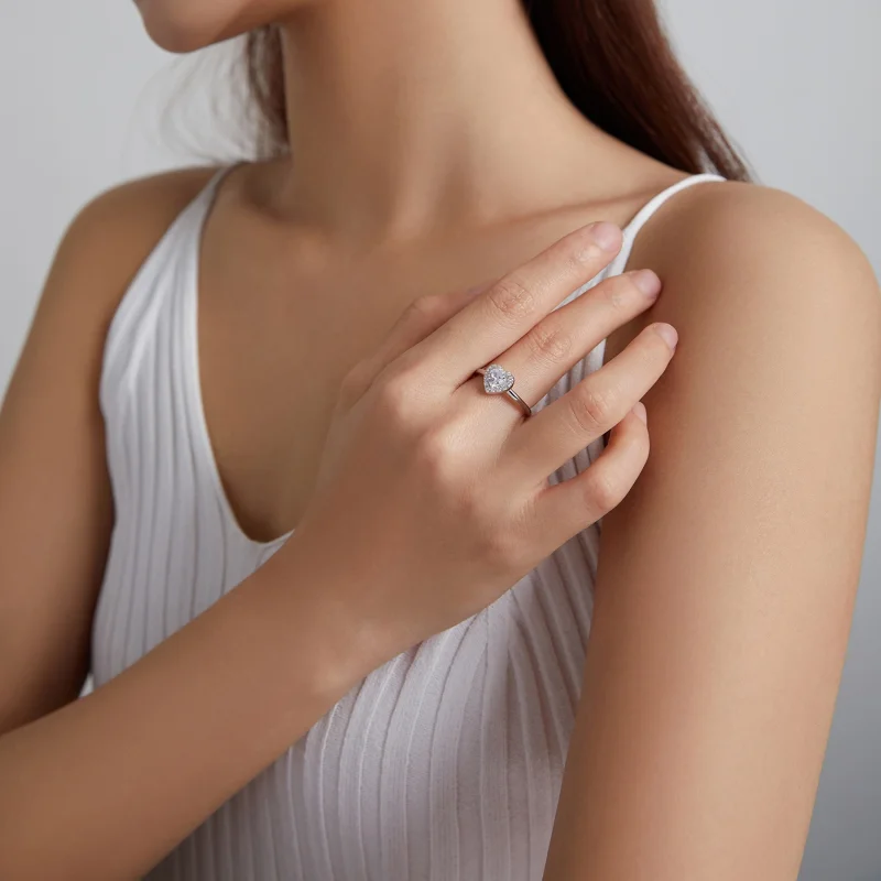 (image for) Pandora Style Sparkling Elevated Heart Ring - SCR725 - View 7