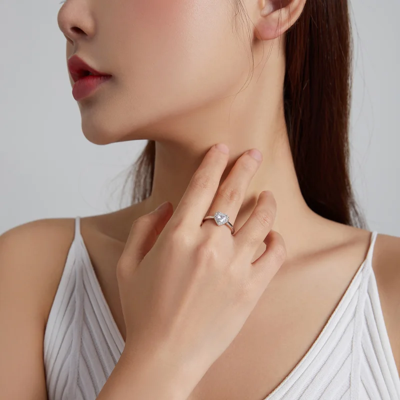 (image for) Pandora Style Sparkling Elevated Heart Ring - SCR725 - View 9