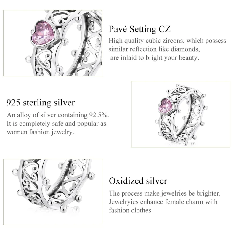 (image for) Pandora Style Sparkling Heart Ring - SCR788 - View 4