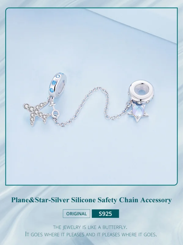 (image for) Pandora Style Stars and Galaxy Safety Chain - BSC738 - View 2