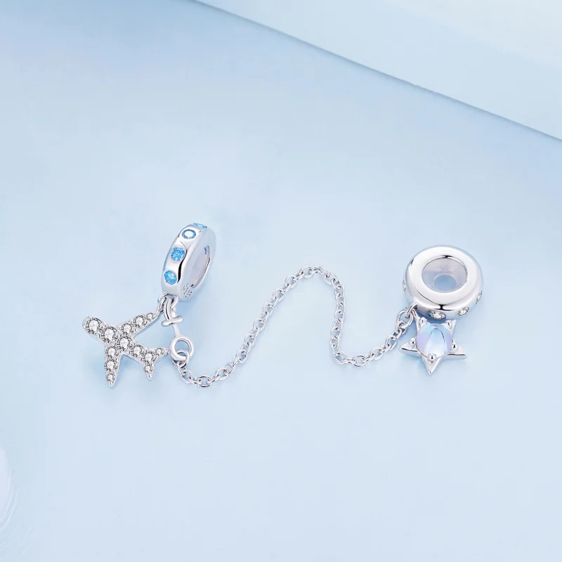 (image for) Pandora Style Stars and Galaxy Safety Chain - BSC738 - View 3