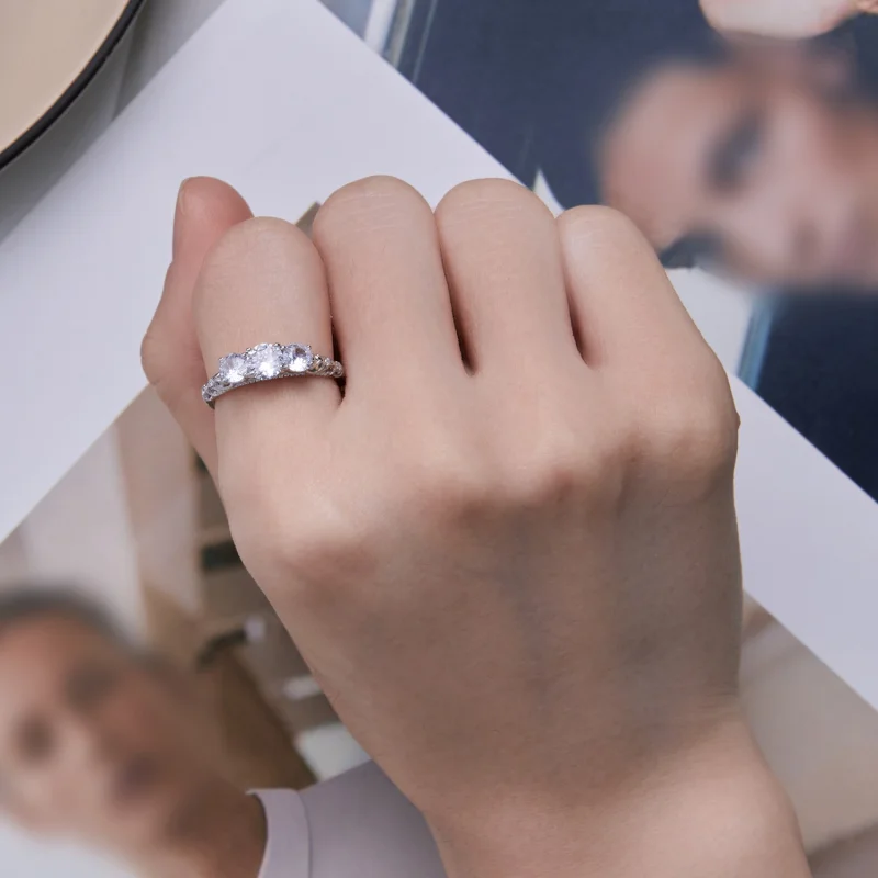 (image for) Pandora Style Three Stone Ring - BSR318 - View 6