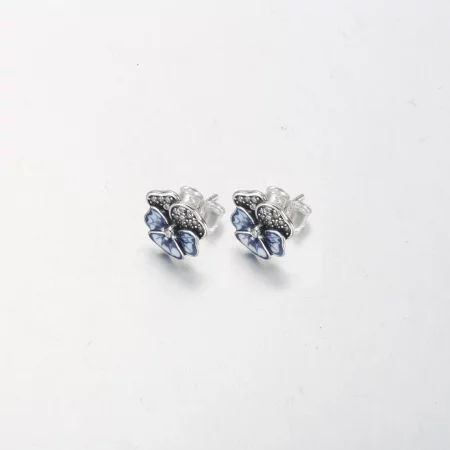 Pandora Blue Pansy Flower Stud Earrings - 290781C01