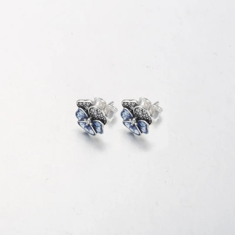 (image for) Pandora Blue Pansy Flower Stud Earrings - 290781C01 - View 2