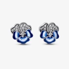 Pandora Blue Pansy Flower Stud Earrings - 290781C01 Pandora Blue Pansy Flower Stud Earrings - 290781C01