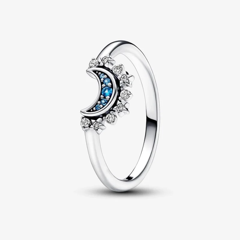 (image for) Pandora Celestial Blue Sparkling Moon Ring - 192675C01 - Product Image
