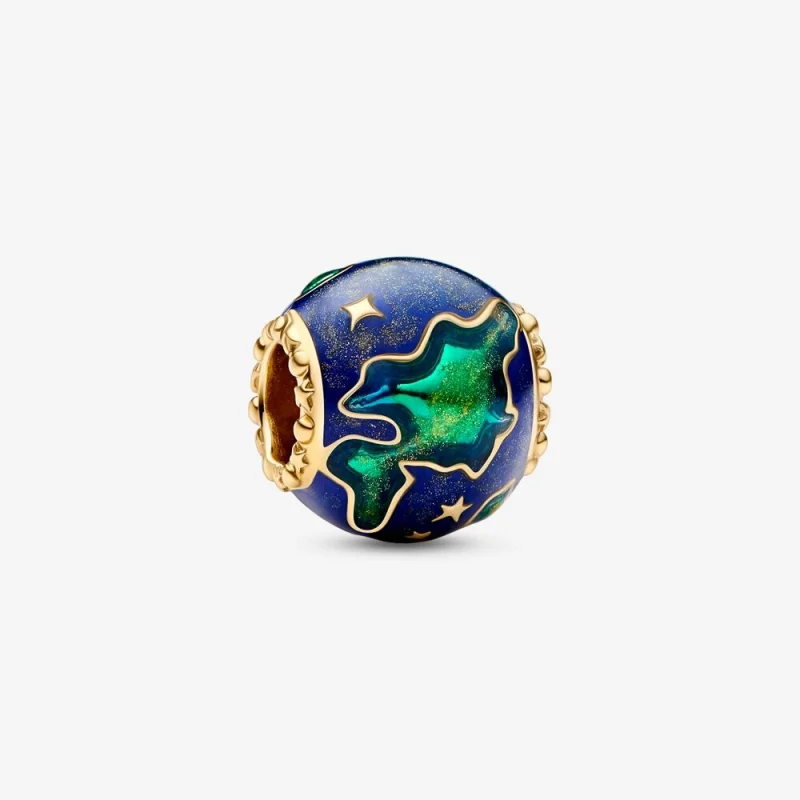 (image for) Pandora Earth 14k gold-plated charm - 762431C01 - Product Image