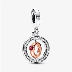 (image for) Pandora Love spinning sterling silver and 14k rose gold-plated dangle - 782600C01