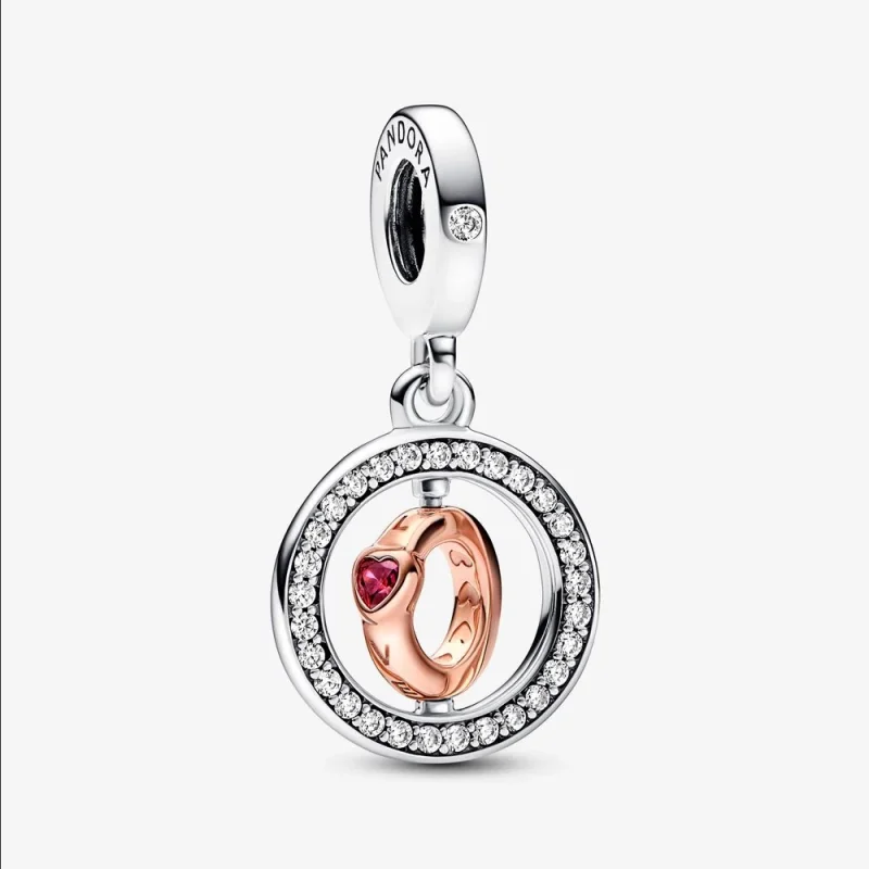 (image for) Pandora Love spinning sterling silver and 14k rose gold-plated dangle - 782600C01 - Product Image