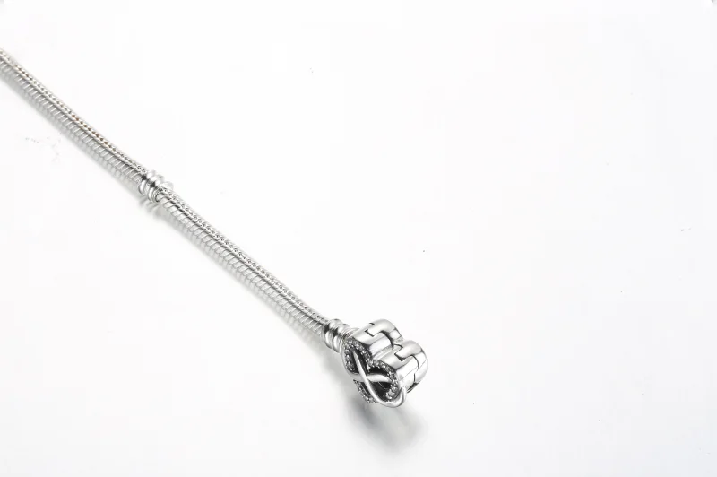 (image for) Pandora Moments Sparkling Infinity Heart Clasp Snake Chain Bracelet - 592645C01 - View 4