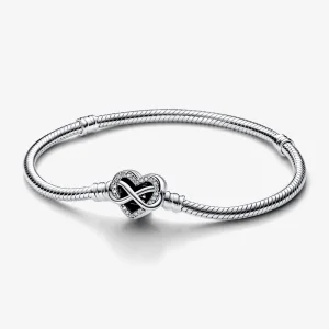 Pandora Moments Sparkling Infinity Heart Clasp Snake Chain Bracelet - 592645C01 (image for) Pandora Moments Sparkling Infinity Heart Clasp Snake Chain Bracelet - 592645C01