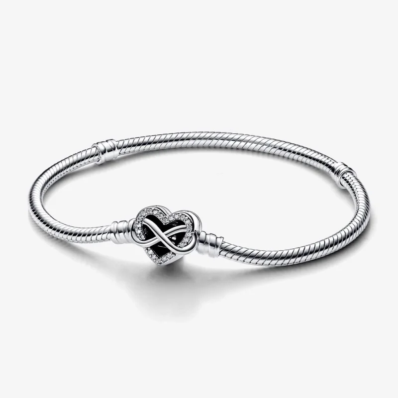 (image for) Pandora Moments Sparkling Infinity Heart Clasp Snake Chain Bracelet - 592645C01 - Product Image