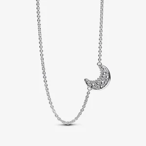 (image for) Pandora Moon sterling silver necklace with clear cubic zirconia - 392785C01