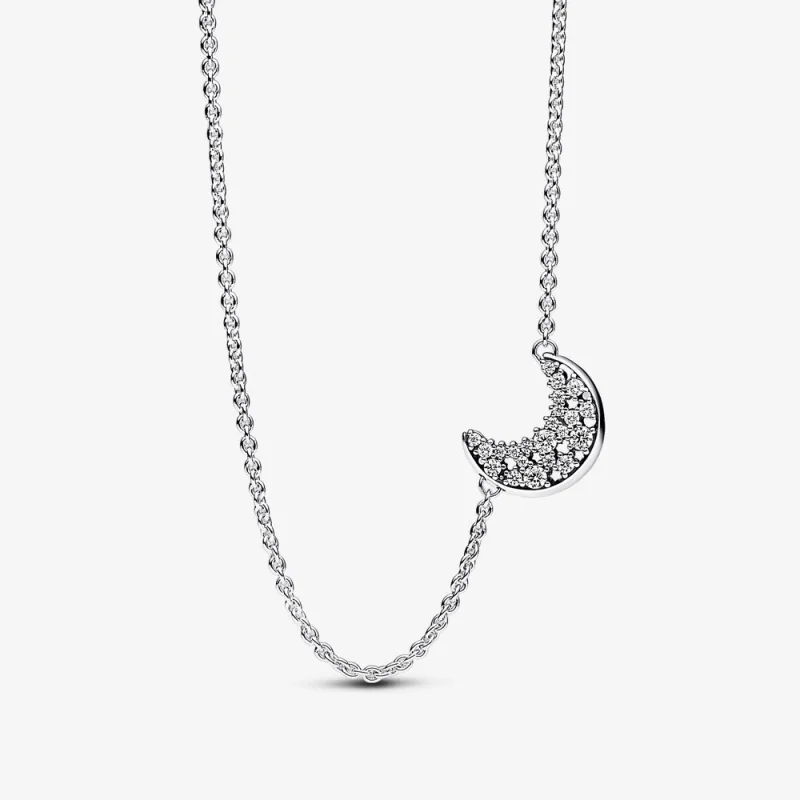 (image for) Pandora Moon sterling silver necklace with clear cubic zirconia - 392785C01 - Product Image
