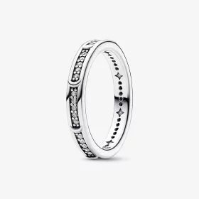 Pandora Moon sterling silver ring with clear cubic zirconia - 192783C01 Pandora Moon sterling silver ring with clear cubic zirconia - 192783C01