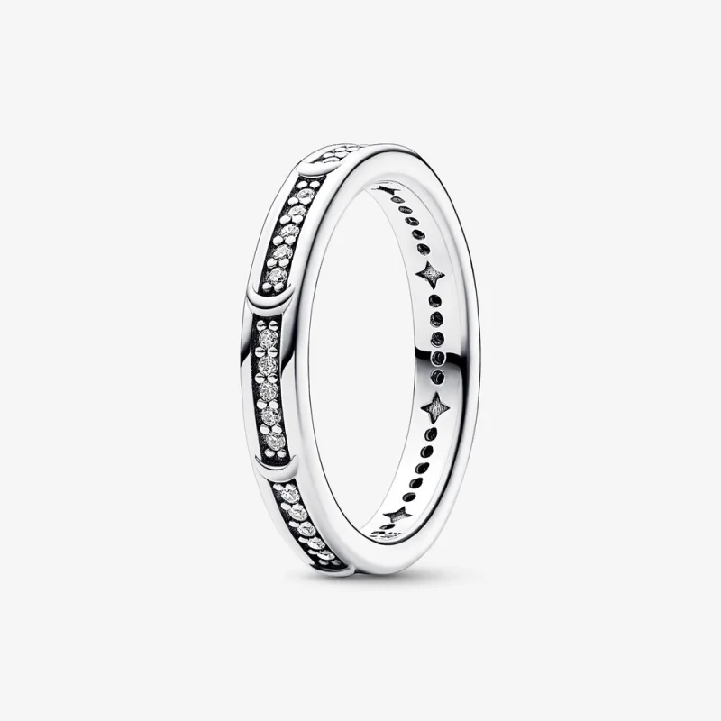 (image for) Pandora Moon sterling silver ring with clear cubic zirconia - 192783C01 - Product Image
