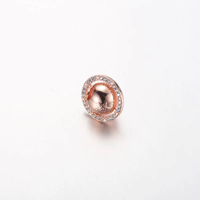 (image for) Pandora Saturn planet 14k rose gold-plated charm with clear cubic zirconia - 782 - View 5